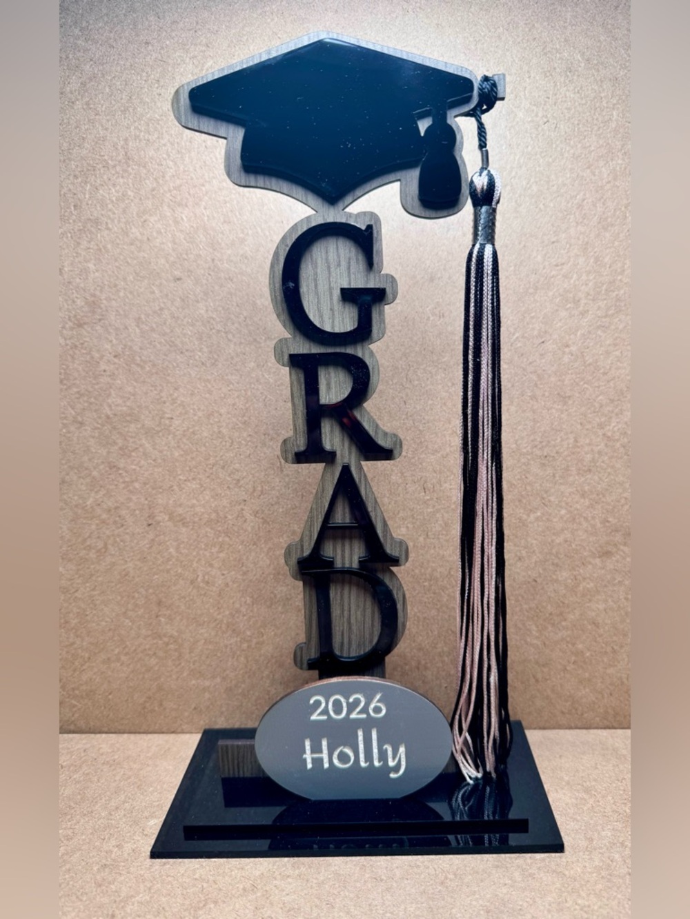 Hand crafted by me customizable w/ name & school colors Graduation Tassel holder